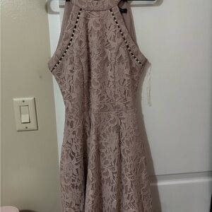 Jump Lace Halter Dress in Soft Mauve
